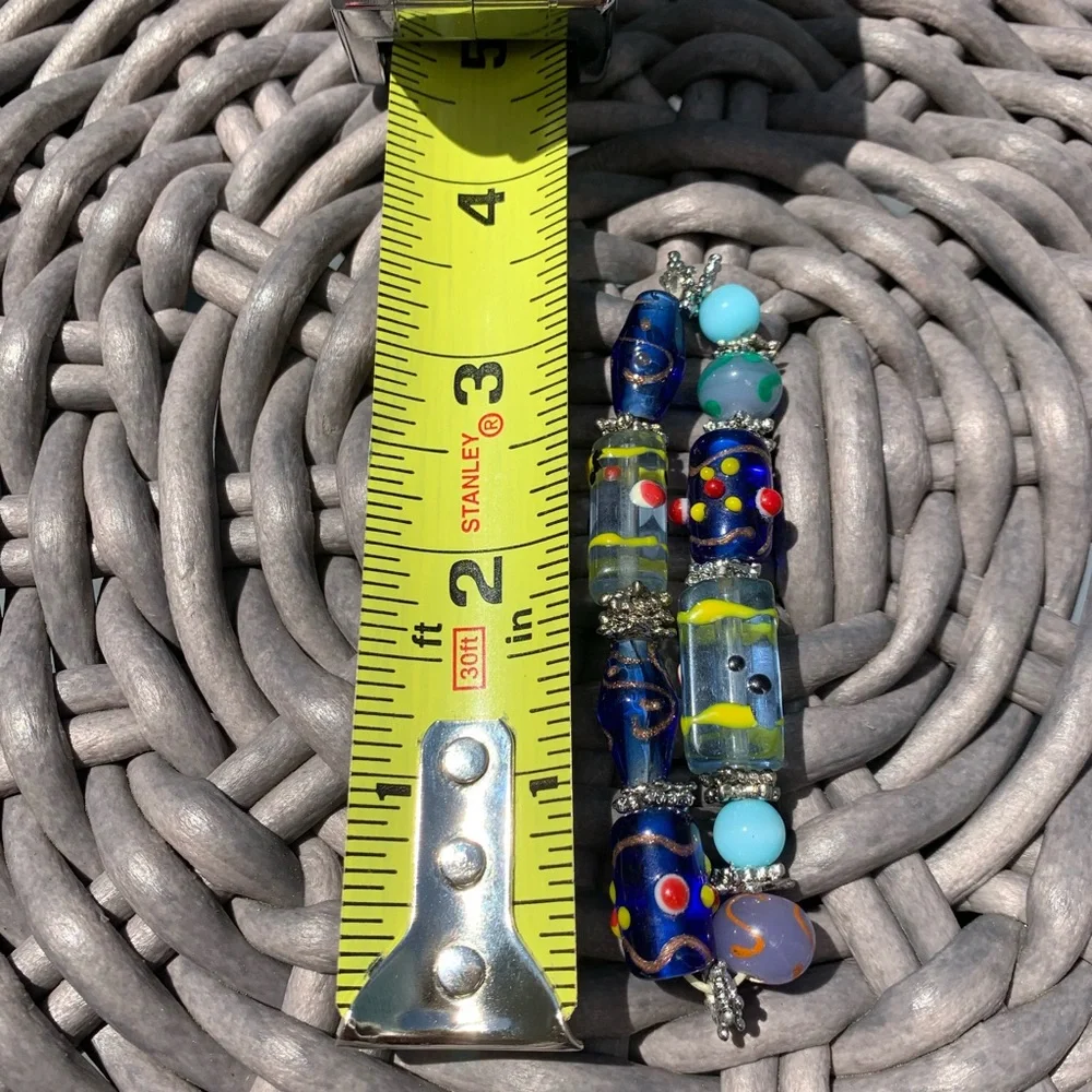 NWOT Painted Glass Bead Bracelet